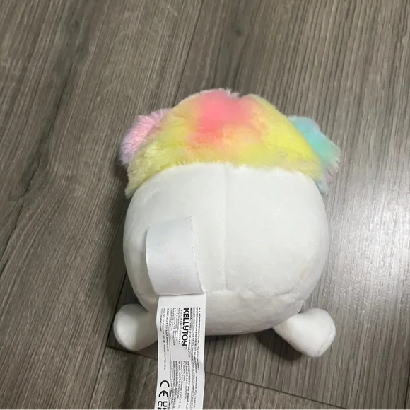 Squishmallow Zaylee 8” Big Foot Yeti White Plush Rainbow Hair Pigtails - Picture 2 of 5